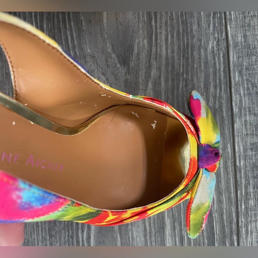 BOGO SALE Etienne Aigner Hadley Slingback Floral Peep Toe Pumps Heel Shoes - Picture 7 of 9